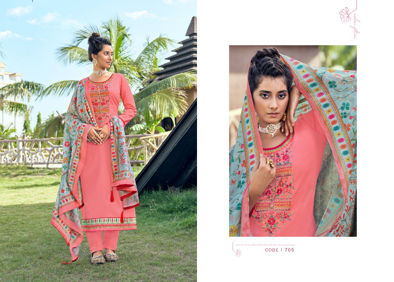 Kainath Latest Digital Jam Silk with Embroidery Work Designer Dress Material Collection.